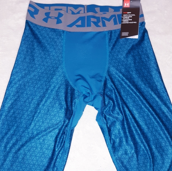 UA Heat Gear Bayou Blue Printed Training Tight - Picture 5 of 8